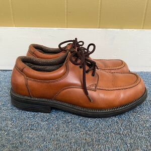 Dockers men 10.5 tie up leather dressy casual shoes tan